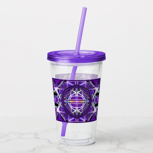 Paarse W3 Acryl Tumbler Acryl Drinkbeker (Achterkant)