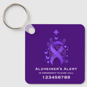 Paarse waarschuwing voor de ziekte van Alzheimer Sleutelhanger