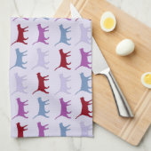 Paarse Wandelende Kat Patroon Theedoek (Quarter Fold)