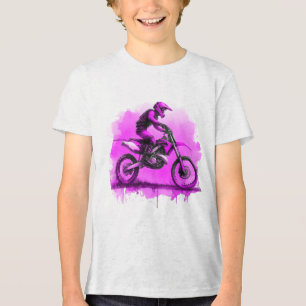 Paarse Water Kleur Dirt Bike Tri-Blend Shirt