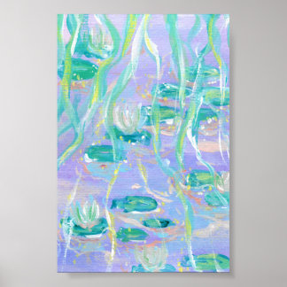 Paarse Water Lelies Print, Waarde Poster Papier