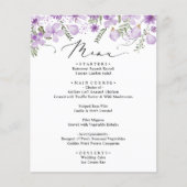 Paarse Watercolor Bloemenen Huwelijksmenu Kaart (Voorkant)