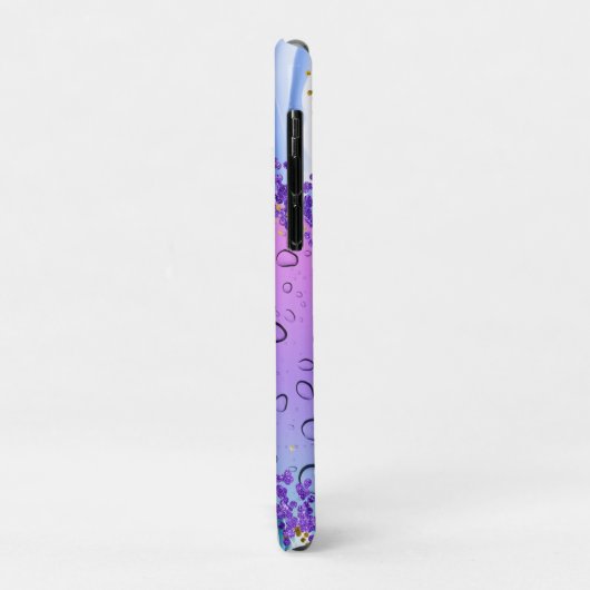 Paarse waterdruppels | Blauw en witte ombre Case-Mate iPhone Case (Achterkant/links)