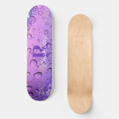 Paarse waterdruppels | Blauw en witte ombre Skateboard (Voorkant)