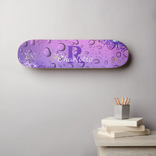 Paarse waterdruppels   Blauw en witte ombre Skateboard