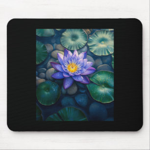 Paarse Waterlelie Bloemen En Waterleliebladeren Op Muismat