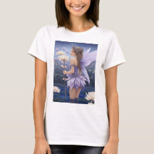 Paarse Waterlelie Fee Fantasie Kunst T-Shirt