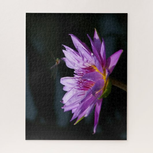 Paarse Waterlily Dragonfly Jigzaag Puzzle Legpuzzel (Verticaal)