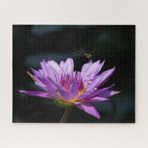 Paarse Waterlily Dragonfly Jigzaag Puzzle Legpuzzel