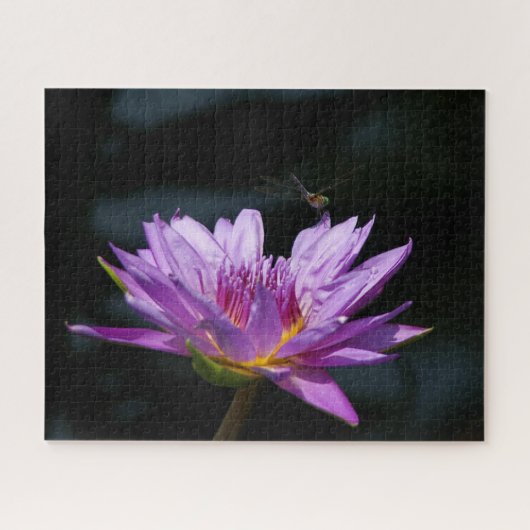 Paarse Waterlily Dragonfly Jigzaag Puzzle Legpuzzel (Horizontaal)