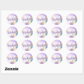 Paarse Waterverf Abstract Girly Luxury Monogram Ronde Sticker (Vel)