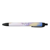 Paarse Waterverf Abstract Girly Luxury Monogram Zwarte Inkt Pen (Bodem)