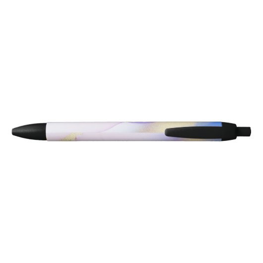 Paarse Waterverf Abstract Girly Luxury Monogram Zwarte Inkt Pen (Achterkant)