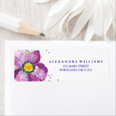 Paarse Waterverf Anemone Flower Silver Glitter Etiket (Insitu)