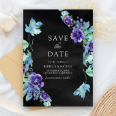 Paarse Waterverf Anemonen Black Wedding Save The Date