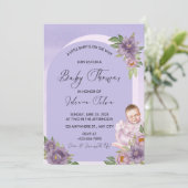 Paarse Waterverf Baby shower Kaart (Staand voorkant)