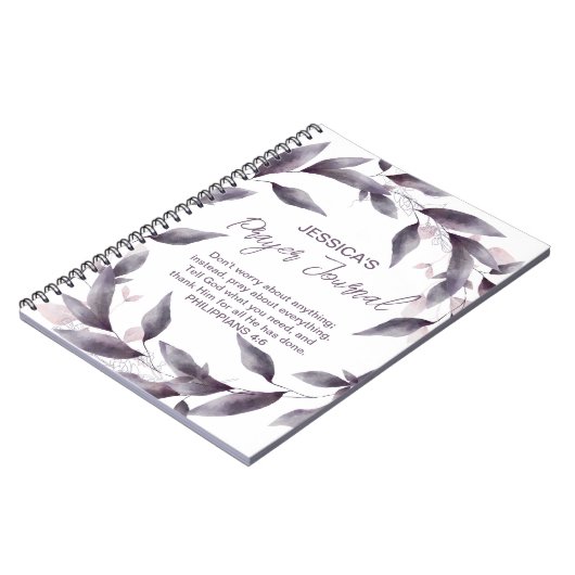 Paarse Waterverf bladeren Gepersonaliseerd gebedsj Notitieboek (Linkerzijde)