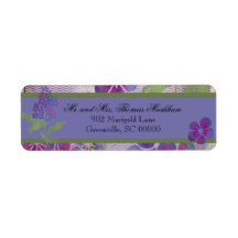Paarse Waterverf Bloemen Aangepaste Adresetiketten