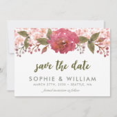 Paarse Waterverf Bloemen Bewaar de datum Save The Date (Voorkant)