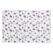 Paarse Waterverf Bloemen Botanisch Patroon Kussensloop (Achterkant)