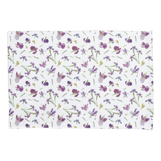 Paarse Waterverf Bloemen Botanisch Patroon Kussensloop (Voorkant)