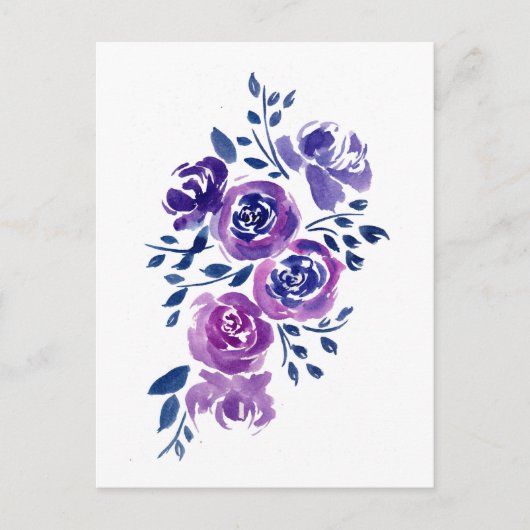 Paarse Waterverf bloemen Briefkaart (Voorkant)