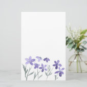 Paarse Waterverf bloemen Briefpapier (Staand voorkant)