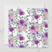 Paarse Waterverf bloemen bruiloft Kaart (Achterkant)