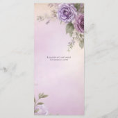 Paarse Waterverf Bloemen bruiloft Vrijgezellenfees Menu (Achterkant)