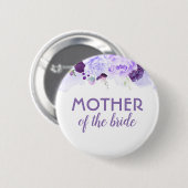 Paarse Waterverf bloemen Elegant Wedding Ronde Button 5,7 Cm (Voorkant /achterkant)