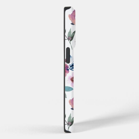 Paarse Waterverf Bloemen met monogram Case-Mate iPhone Case (Achterkant / Rechts)