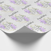 Paarse Waterverf Bloemen - Personaliseer bruiloft Cadeaupapier (Hoek)