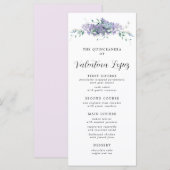 Paarse Waterverf Bloemen Quinceanera Menu (Voorkant / Achterkant)