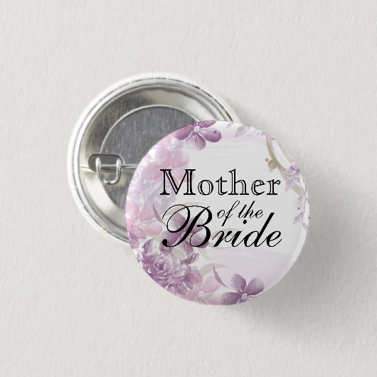 Paarse Waterverf bloemen Ronde Button 3,2 Cm (Voorkant /achterkant)