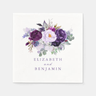Paarse Waterverf bloemen Servetten