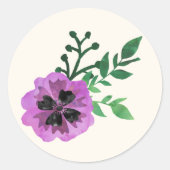 Paarse Waterverf Bloemen Stickers (Voorkant)