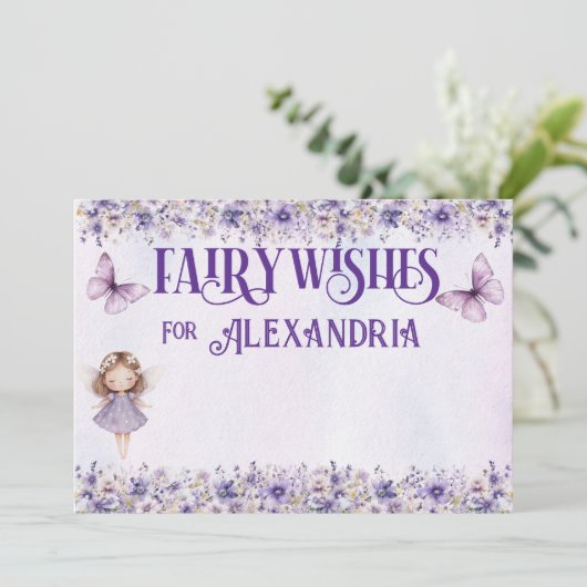 Paarse Waterverf Bloemen Verjaardag Sprookjeswense Advieskaart (Staand voorkant)