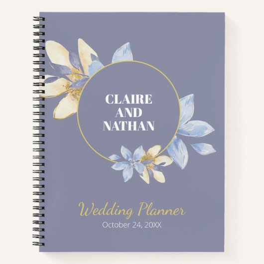 Paarse Waterverf Bloemen Wedding Planner Notitieboek (Voorkant)