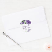 Paarse Waterverf bloemenbruiloft stickers (Envelop)