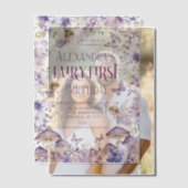 Paarse Waterverf Bloemenfee Eerste Verjaardag Vellum Uitnodigingen (Offset (Koppel))