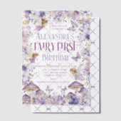 Paarse Waterverf Bloemenfee Eerste Verjaardag Vellum Uitnodigingen (Offset (Uitnodiging))