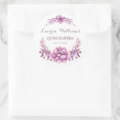 Paarse waterverf bloemenquinceanera Sticker (Tas)