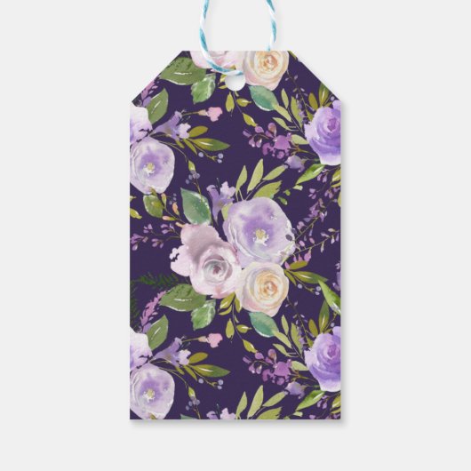 Paarse waterverf bloemenvrijgezellenfeest cadeaulabel (Achterkant)