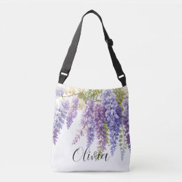 Paarse waterverf bloemenwisteria lila botanisch crossbody tas