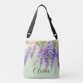 Paarse waterverf bloemenwisteria lila botanisch crossbody tas