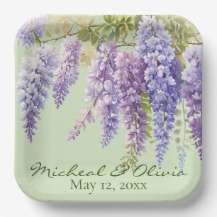 Paarse waterverf bloemenwisteria lila botanisch papieren bordje