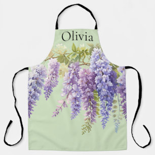 Paarse waterverf bloemenwisteria lila botanisch schort