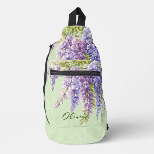 Paarse waterverf bloemenwisteria lila botanisch sling bag