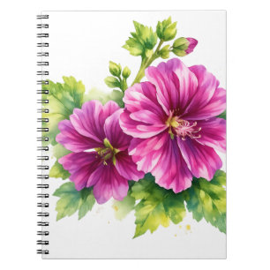 Paarse waterverf bloemillustratie  notitieboek