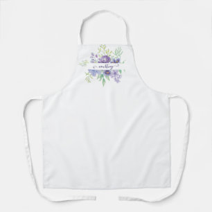 Paarse waterverf bloemstuk gepersonaliseerd schort